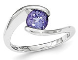 Sterling Silver Solitaire Promise Tanzanite Ring 3/4 carat (ctw)